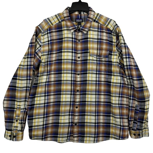 Patagonia Mens Fjord Flannel Organic Cotton Everyday Shirt Plaid Long Sleeve XL